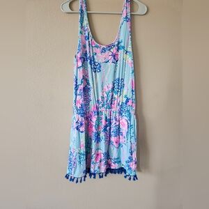 Lilly Pulitzer Jarrett Romper in Blue and Pink